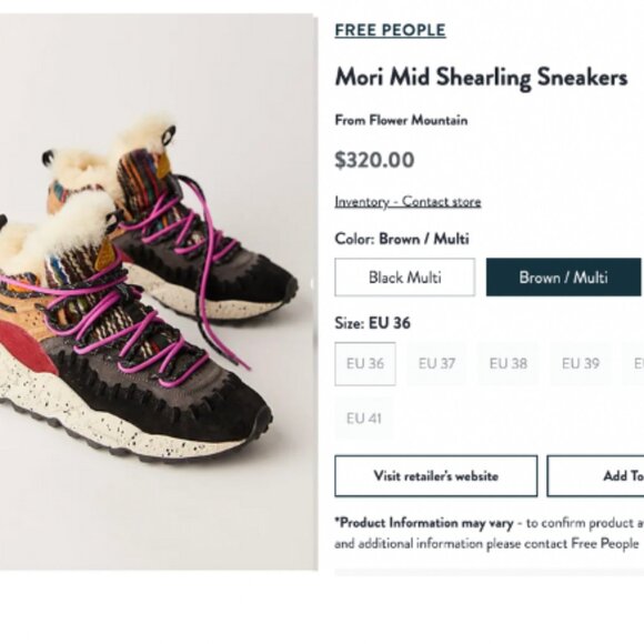 Flower Mountain Mori Mid Shearling Sneakers - Size EUR 38 - Size 7 - 7.5  NWT - Picture 5 of 16